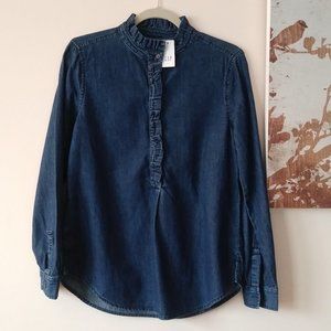 NWT Gap women's blue denim button down shirt XS